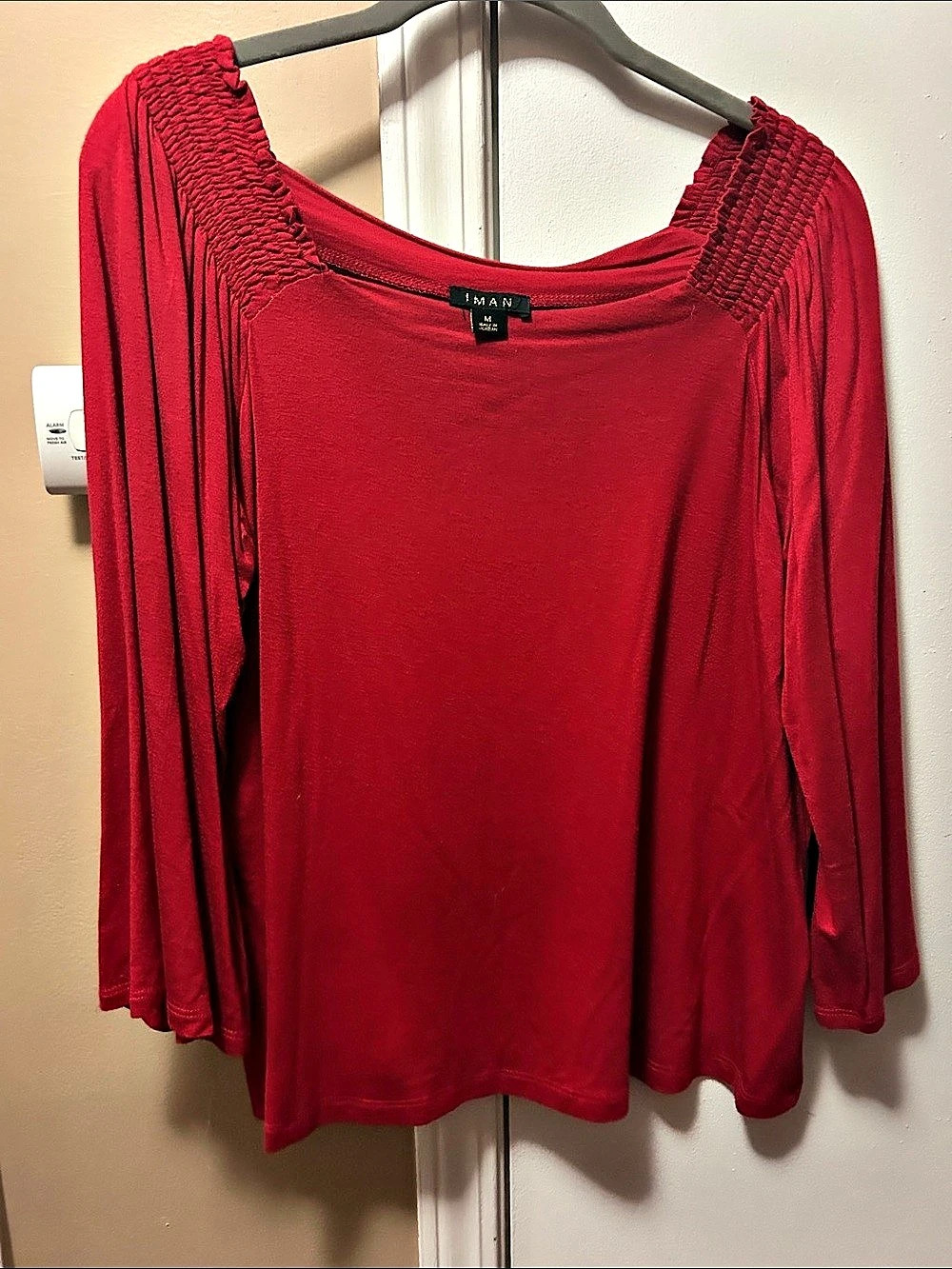 IMAN Red 3/4 Sleeve Top Size Medium Like New